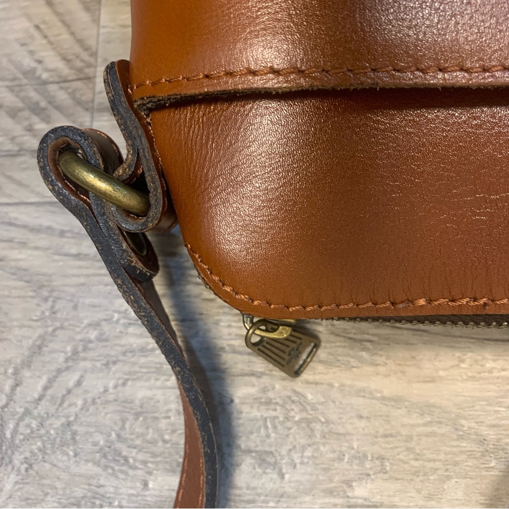 Patricia Nash Avellino Cognac Leather Saddle Satchel Tan Crossbody Bag - Picture 14 of 16